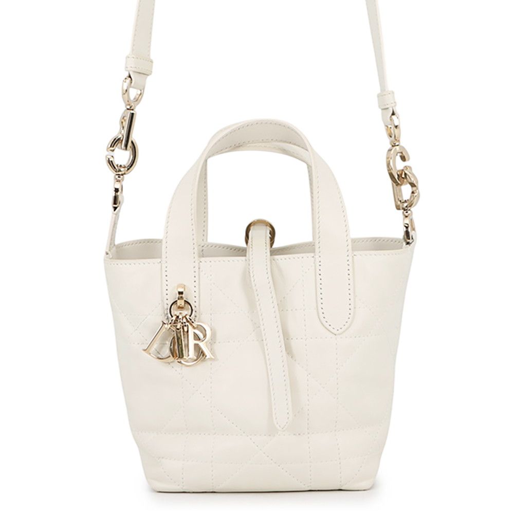 Dior Handbag Macro Cannage Toujour Vertical Tote Nano White