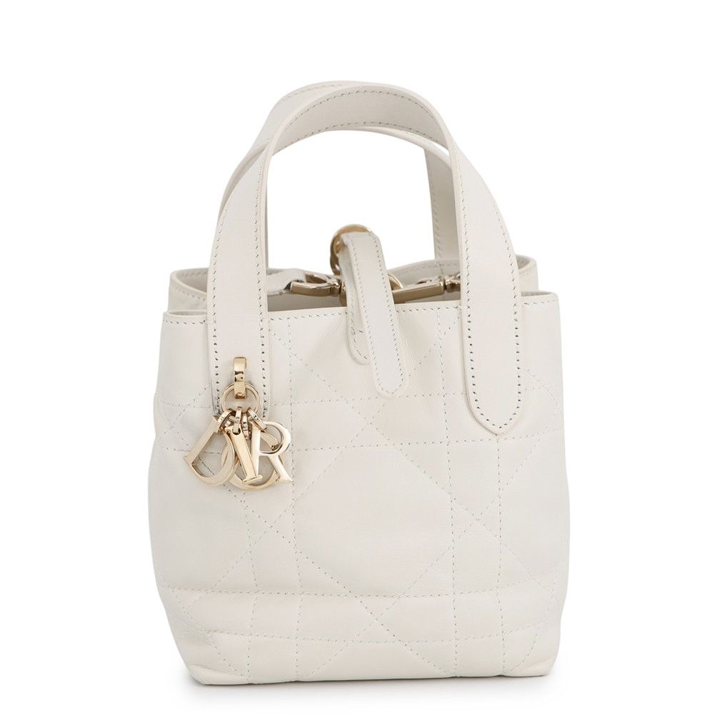Dior Handbag Macro Cannage Toujour Vertical Tote Nano White — view 2