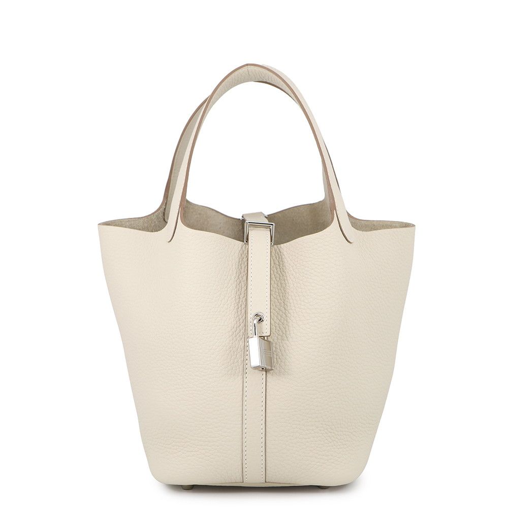Hermes Handbag Picotin Lock PM Cles Silver Taurillon Clemence