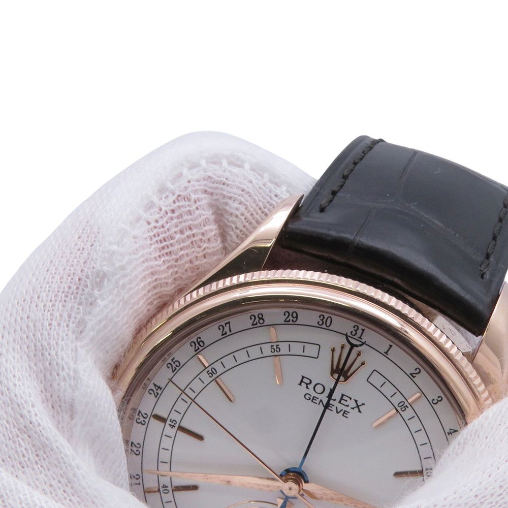 Rolex Cellini Moonphase 18k Pink Gold Watch White Dial Everose — view 4