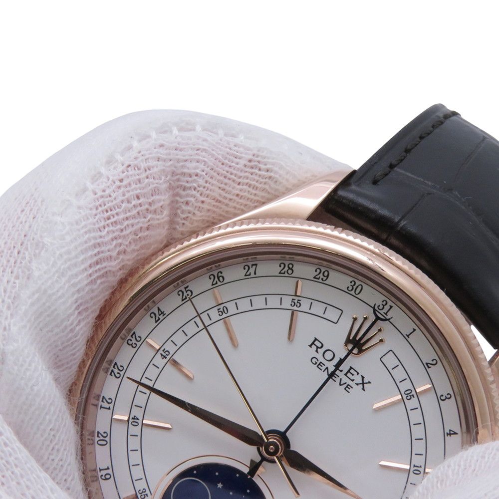 Rolex Cellini Moonphase 18k Pink Gold Watch White Dial Everose — view 6