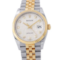 Rolex Datejust 36 SS 18k Yellow Gold Diamond Watch Silver Dial Computer