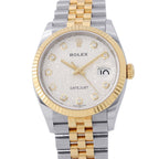 Rolex Datejust 36 SS 18k Yellow Gold Diamond Watch Silver Dial Computer