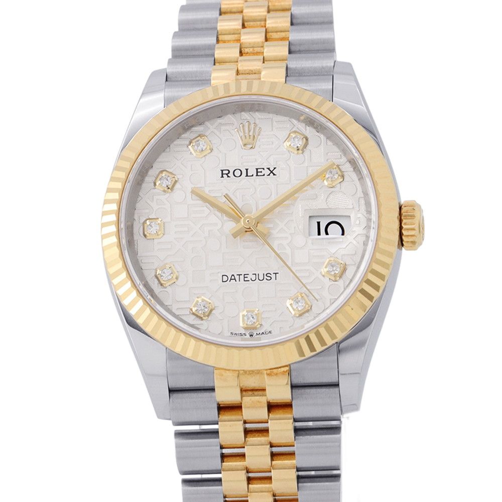 Rolex Datejust 36 SS 18k Yellow Gold Diamond Watch Silver Dial Computer