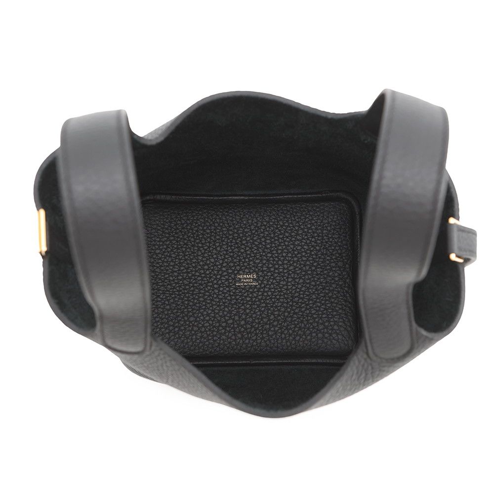Hermes Handbag Picotin Lock PM Black Gold Taurillon Clemence — view 5
