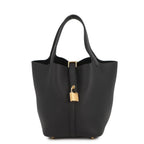 Hermes Handbag Picotin Lock PM Black Gold Taurillon Clemence