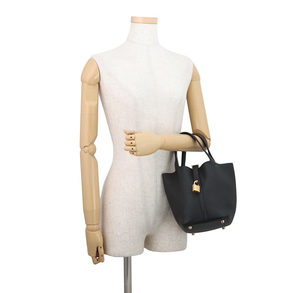 Hermes Handbag Picotin Lock PM Black Gold Taurillon Clemence — view 4