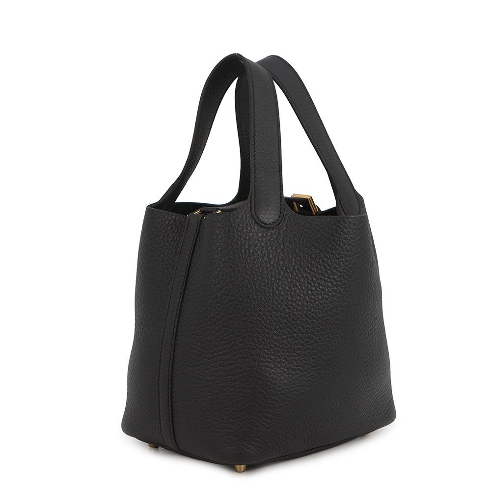 Hermes Handbag Picotin Lock PM Black Gold Taurillon Clemence — view 2