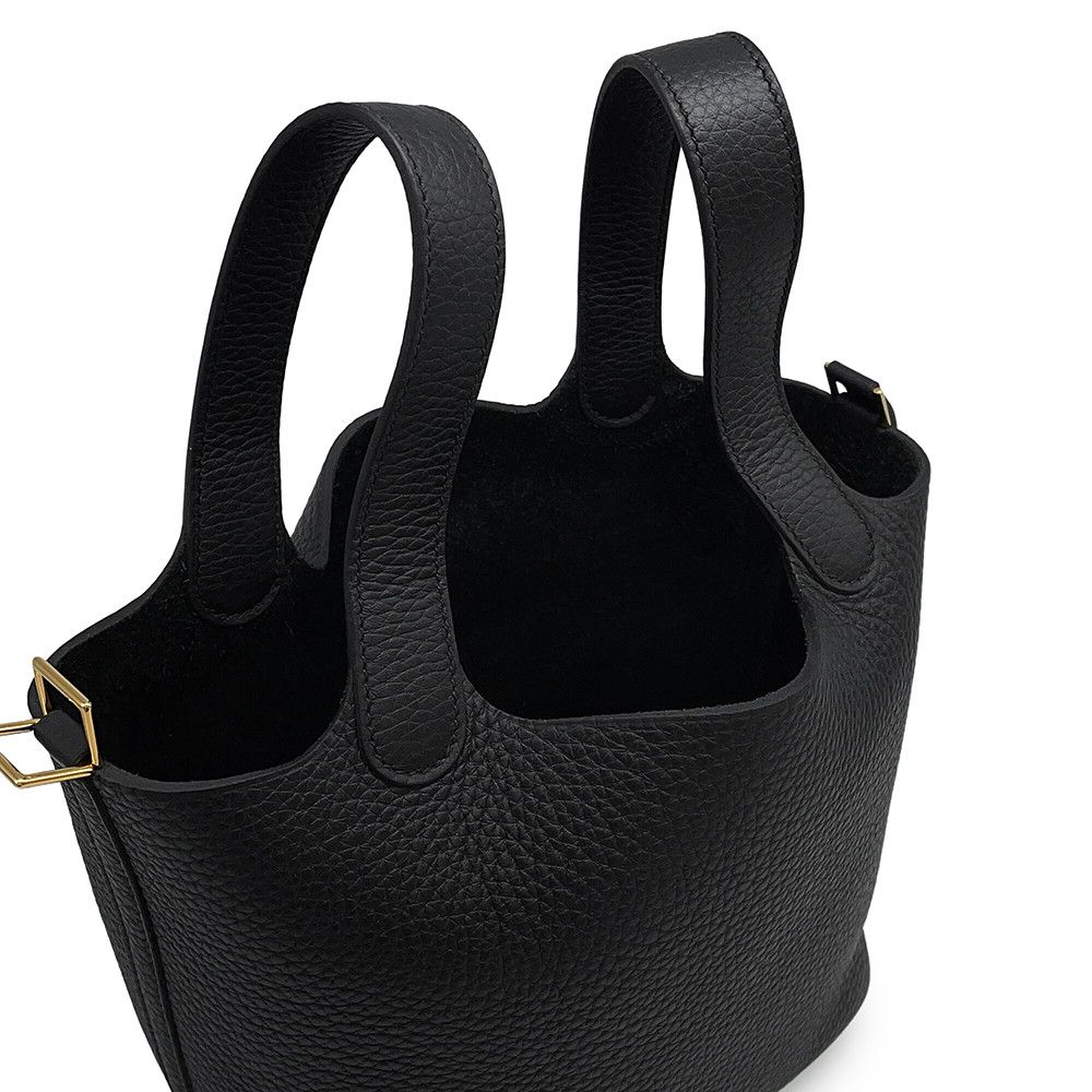 Hermes Handbag Picotin Lock PM Black Gold Taurillon Clemence — view 6
