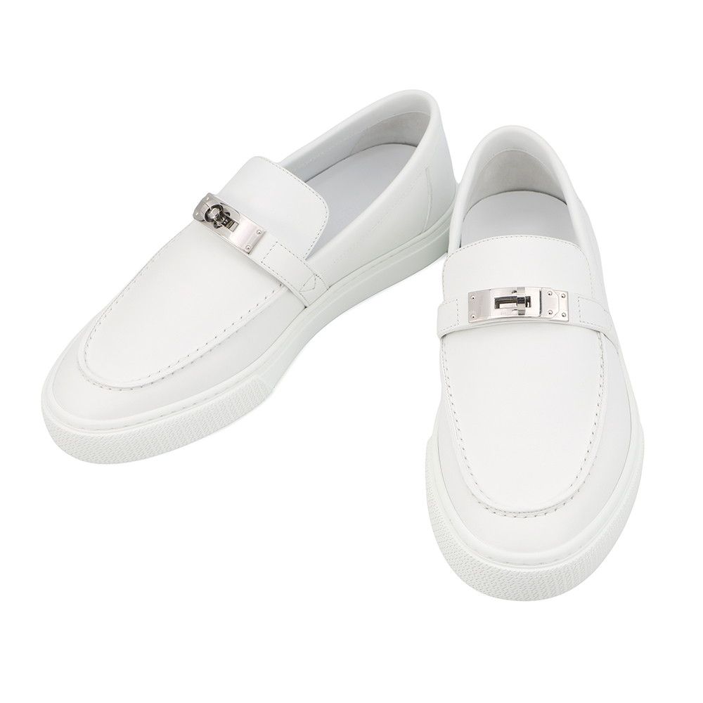 Hermes Sneakers Game Kelly Buckle Leather 41 Shoes White
