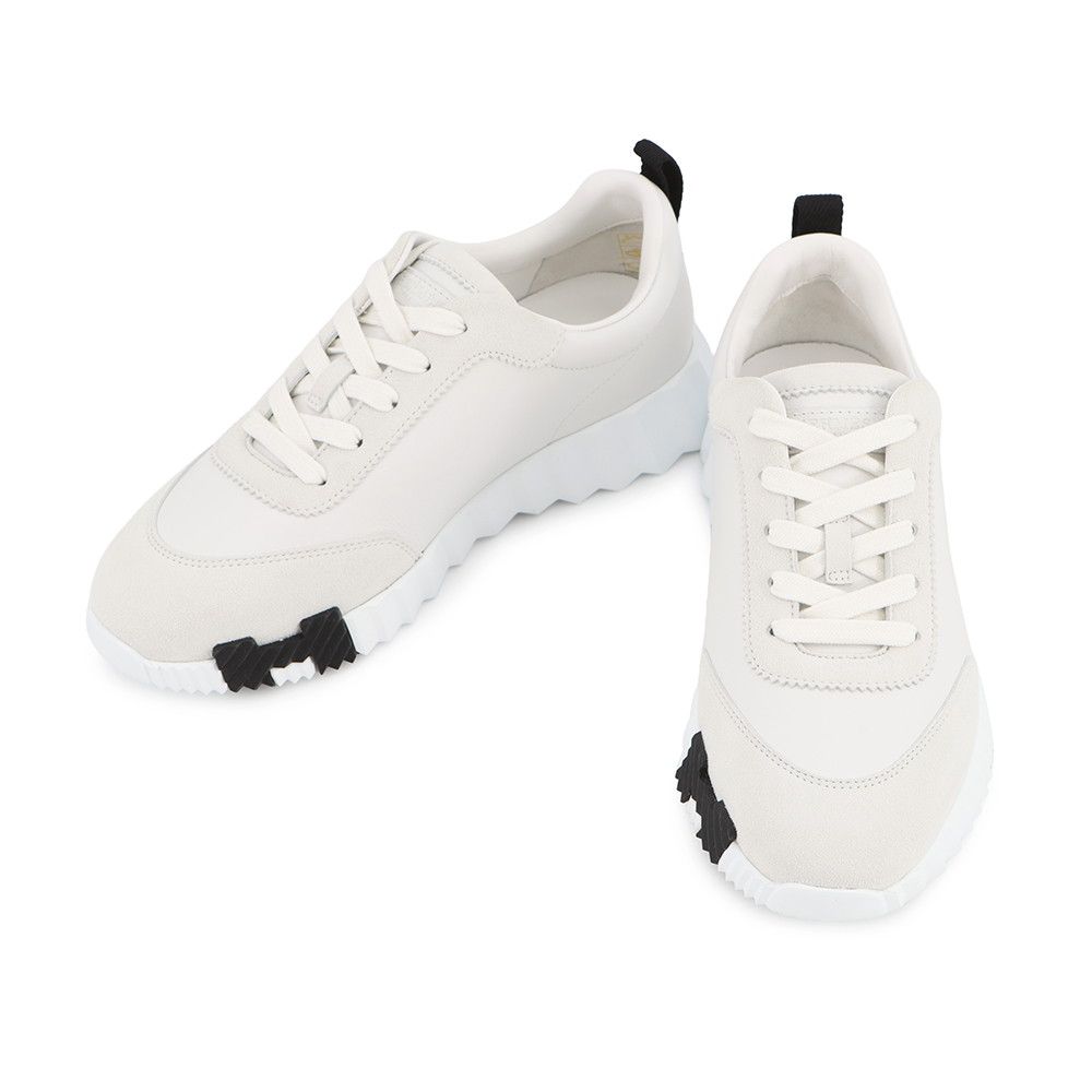 Hermes Sneakers Bouncing Calf Leather Suede 36 Shoes Black White
