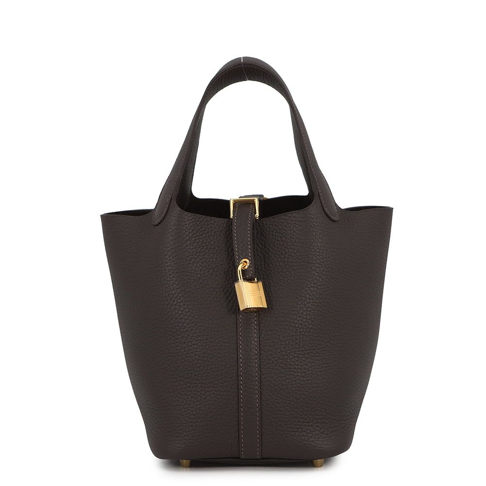 Hermes Handbag Picotin Lock PM Clemence Gold Taurillon Tote