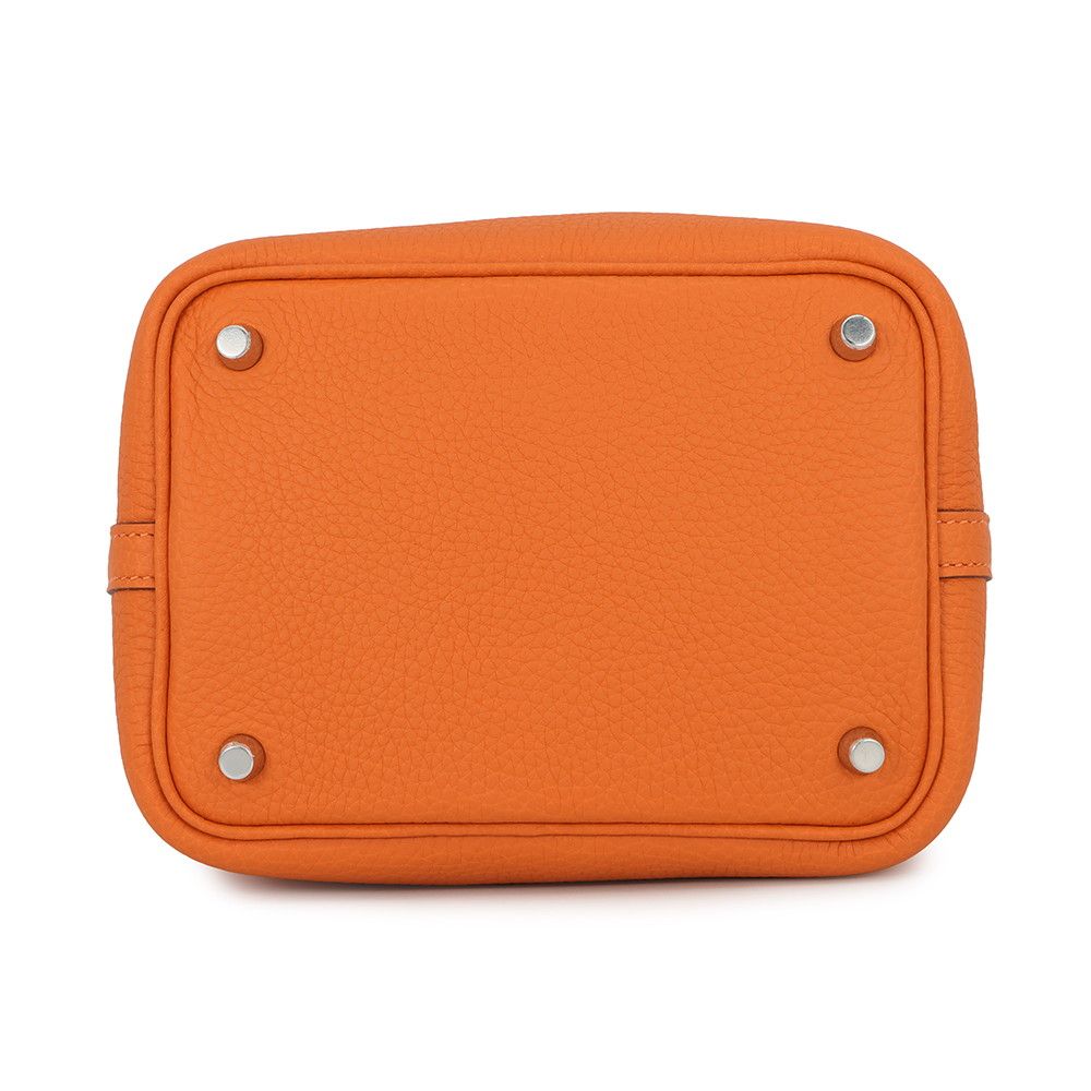 Hermes Handbag Picotin Lock PM Orange Silver Taurillon Clemence Tote — view 3