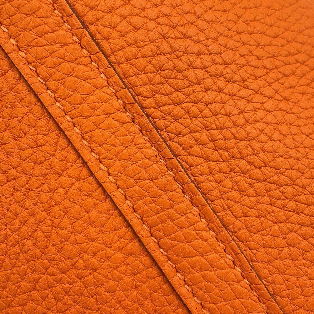 Hermes Handbag Picotin Lock PM Orange Silver Taurillon Clemence Tote — view 7