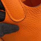 Hermes Handbag Picotin Lock PM Orange Silver Taurillon Clemence Tote — view 9