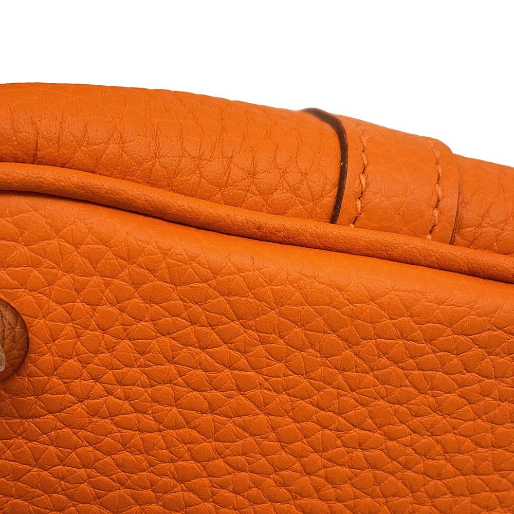 Hermes Handbag Picotin Lock PM Orange Silver Taurillon Clemence Tote — view 6