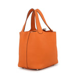 Hermes Handbag Picotin Lock PM Orange Silver Taurillon Clemence Tote — view 2