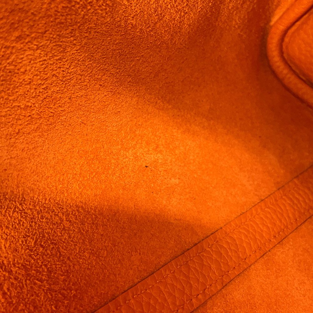 Hermes Handbag Picotin Lock PM Orange Silver Taurillon Clemence Tote — view 8