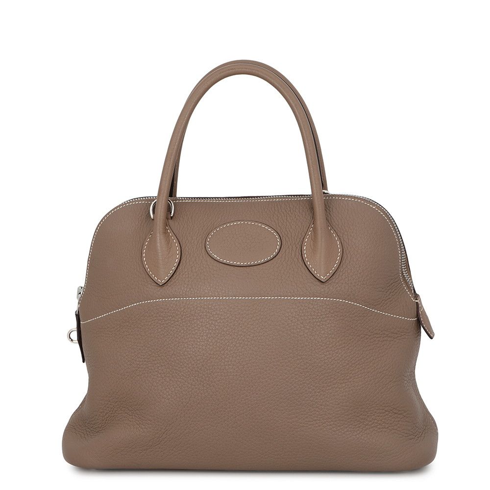 Hermes Handbag Bolide 31 Etoupe Silver Taurillon Clemence 2-Way