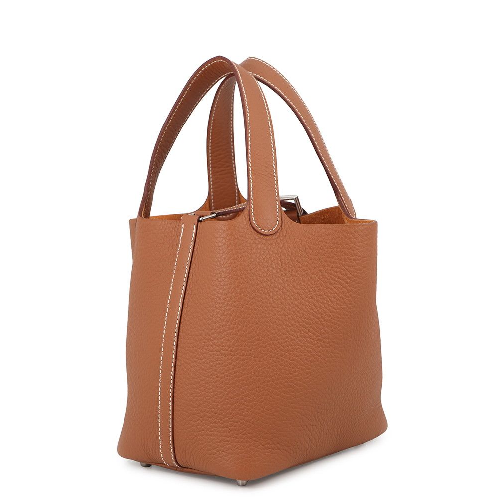 Hermes Handbag Picotin Lock PM Gold Silver Taurillon Clemence — view 2