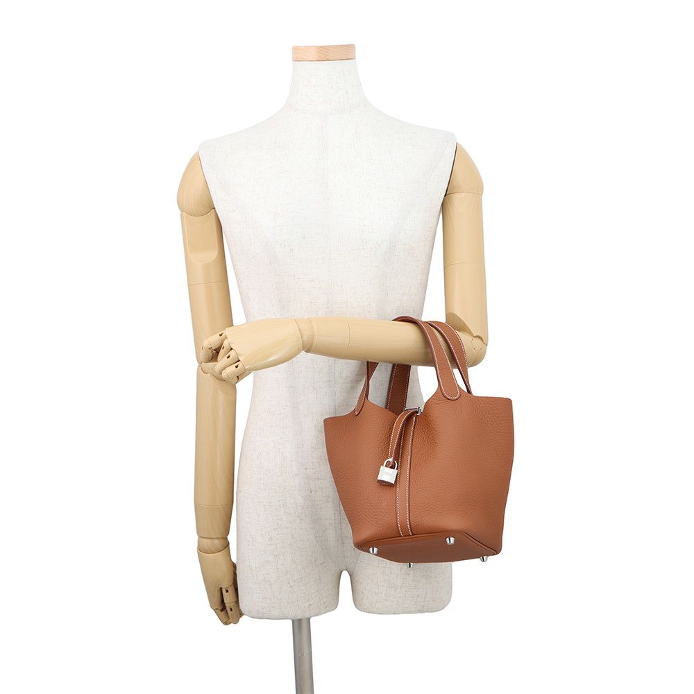 Hermes Handbag Picotin Lock PM Gold Silver Taurillon Clemence — view 4