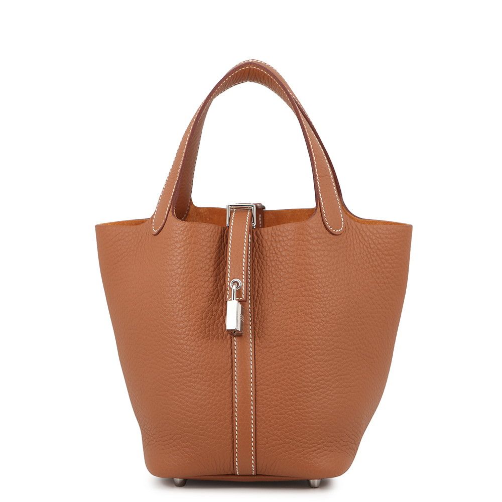 Hermes Handbag Picotin Lock PM Gold Silver Taurillon Clemence