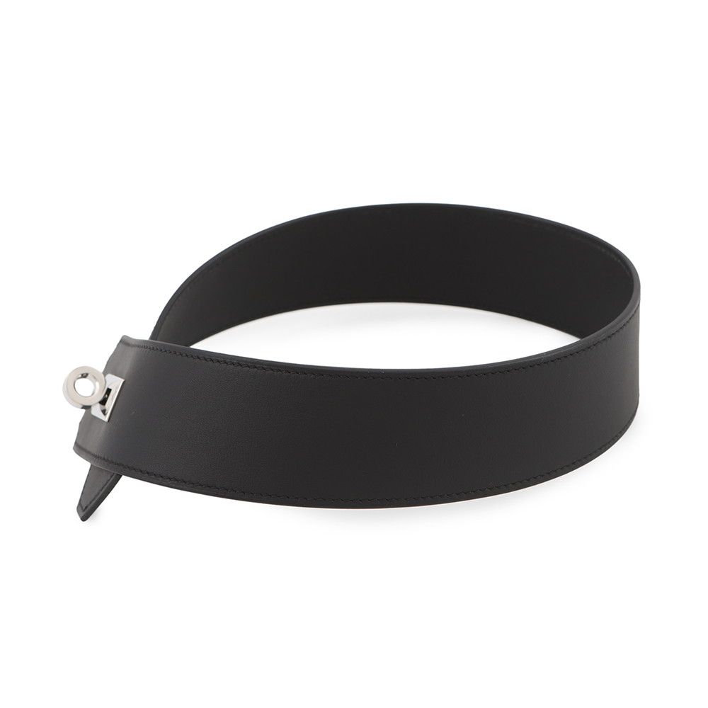 Hermes Necklace Kelly GM Black Silver Swift Choker — view 2