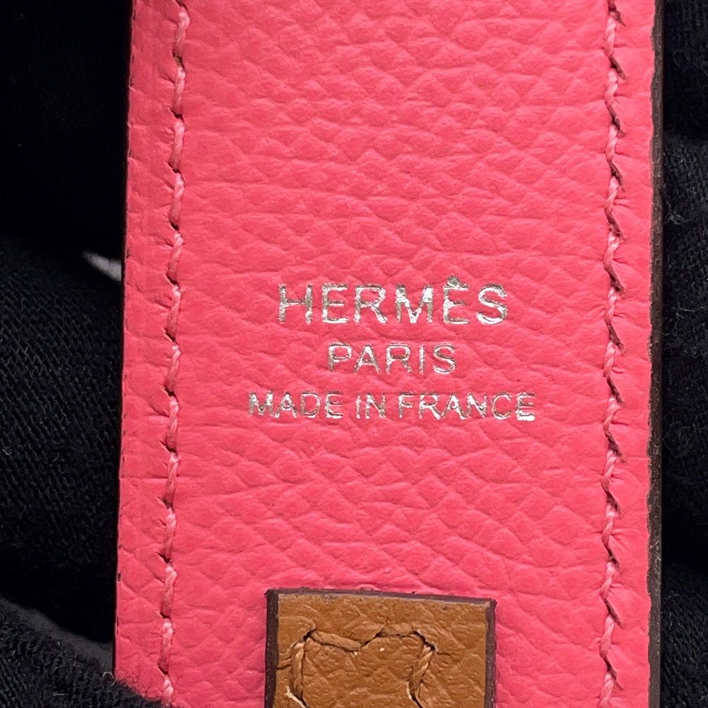 Hermes Shoulder Strap Bandouliere Tresage Cuir Rose Azalea Brown Silver Epsom — view 6