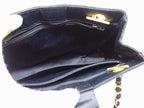 Chanel Vintage Chain Shoulder Bag Black Gold Satin CC Logo — view 5
