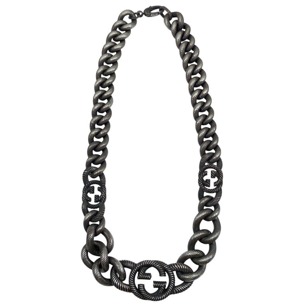 Gucci Twist Chain Necklace Interlocking Silver — view 2