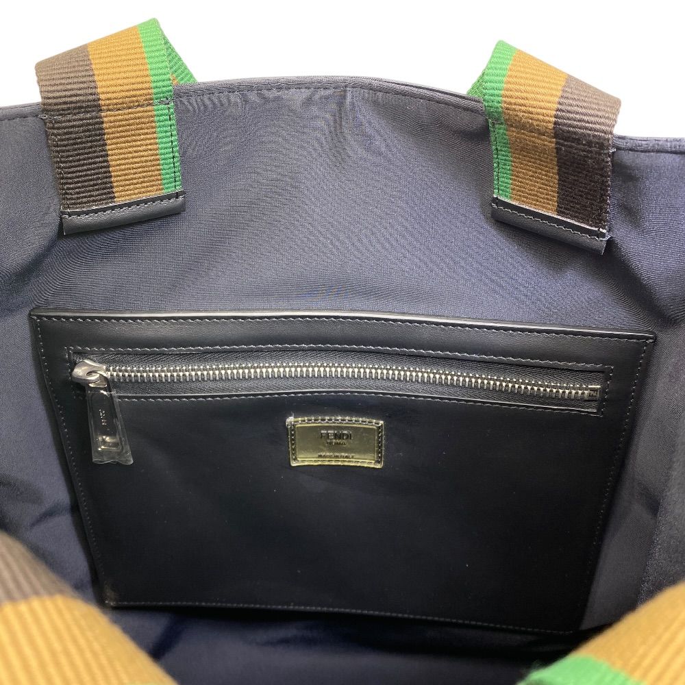 Fendi Pecan Tote Striped FF Logo Nylon Black Gold Going Out Practical Capacity — view 8