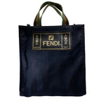 Fendi Pecan Tote Striped FF Logo Nylon Black Gold Going Out Practical Capacity