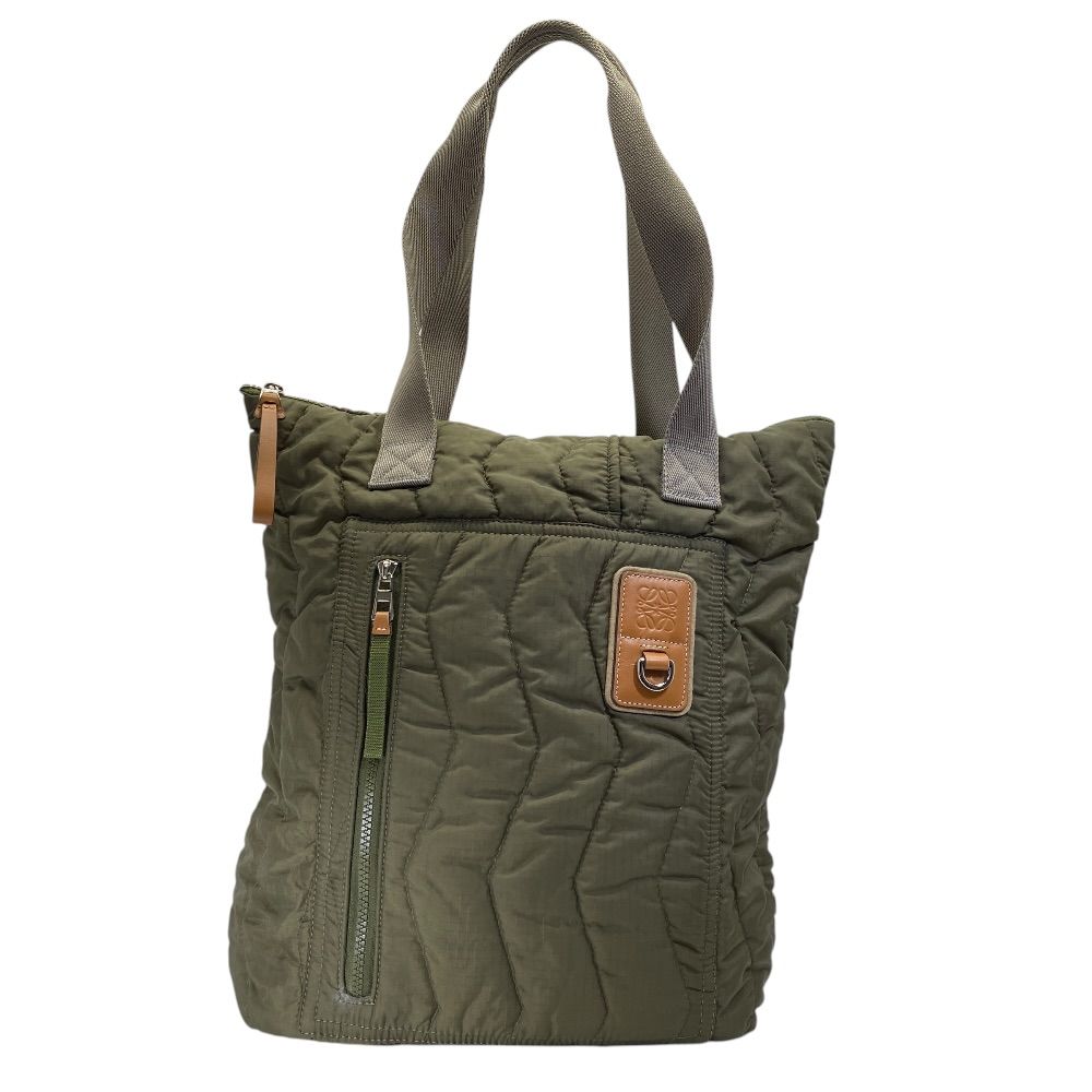 Loewe Eye Nature Tote Logo Nylon Quilted Dark Olive Green for Everyday