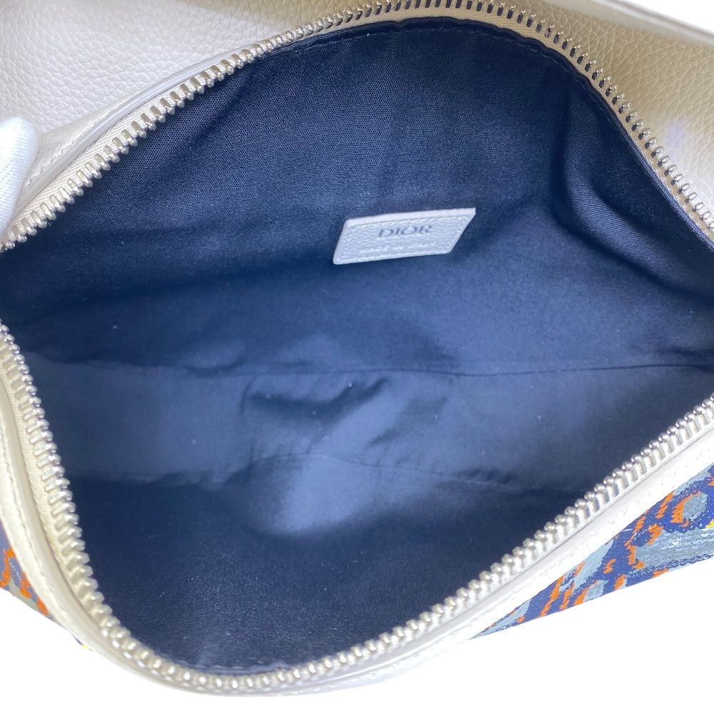 Dior Oblique Sequin Saddle Bag Leather Silver Practical Gorgeous Elegance — view 6