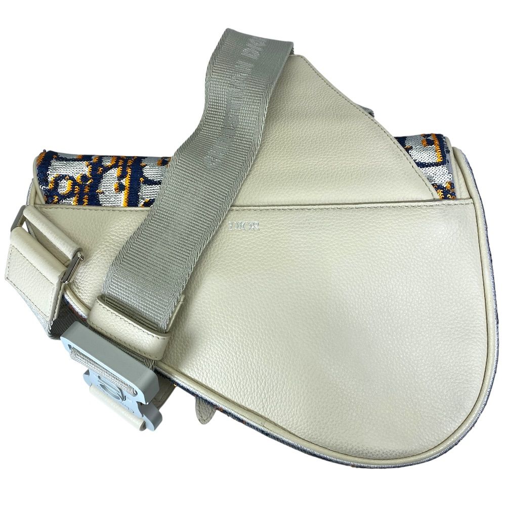 Dior Oblique Sequin Saddle Bag Leather Silver Practical Gorgeous Elegance — view 2