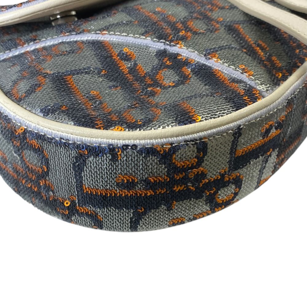 Dior Oblique Sequin Saddle Bag Leather Silver Practical Gorgeous Elegance — view 3