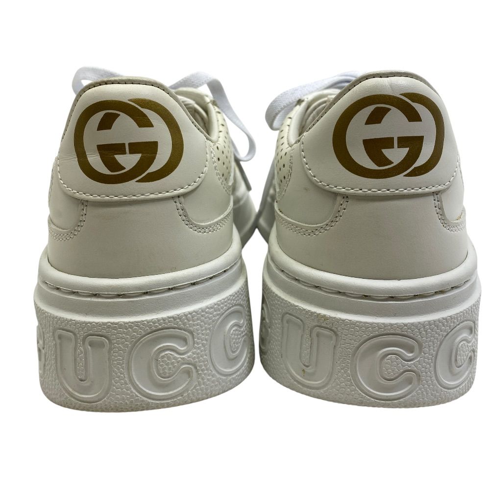Gucci GG Embossed Sneakers Thick Sole Perforated Leather White Comfortable — view 4