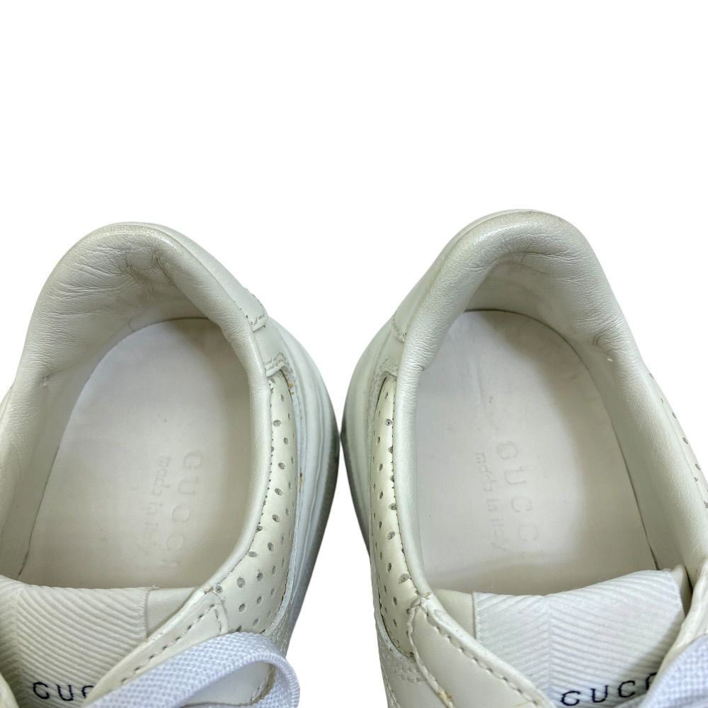 Gucci GG Embossed Sneakers Thick Sole Perforated Leather White Comfortable — view 6