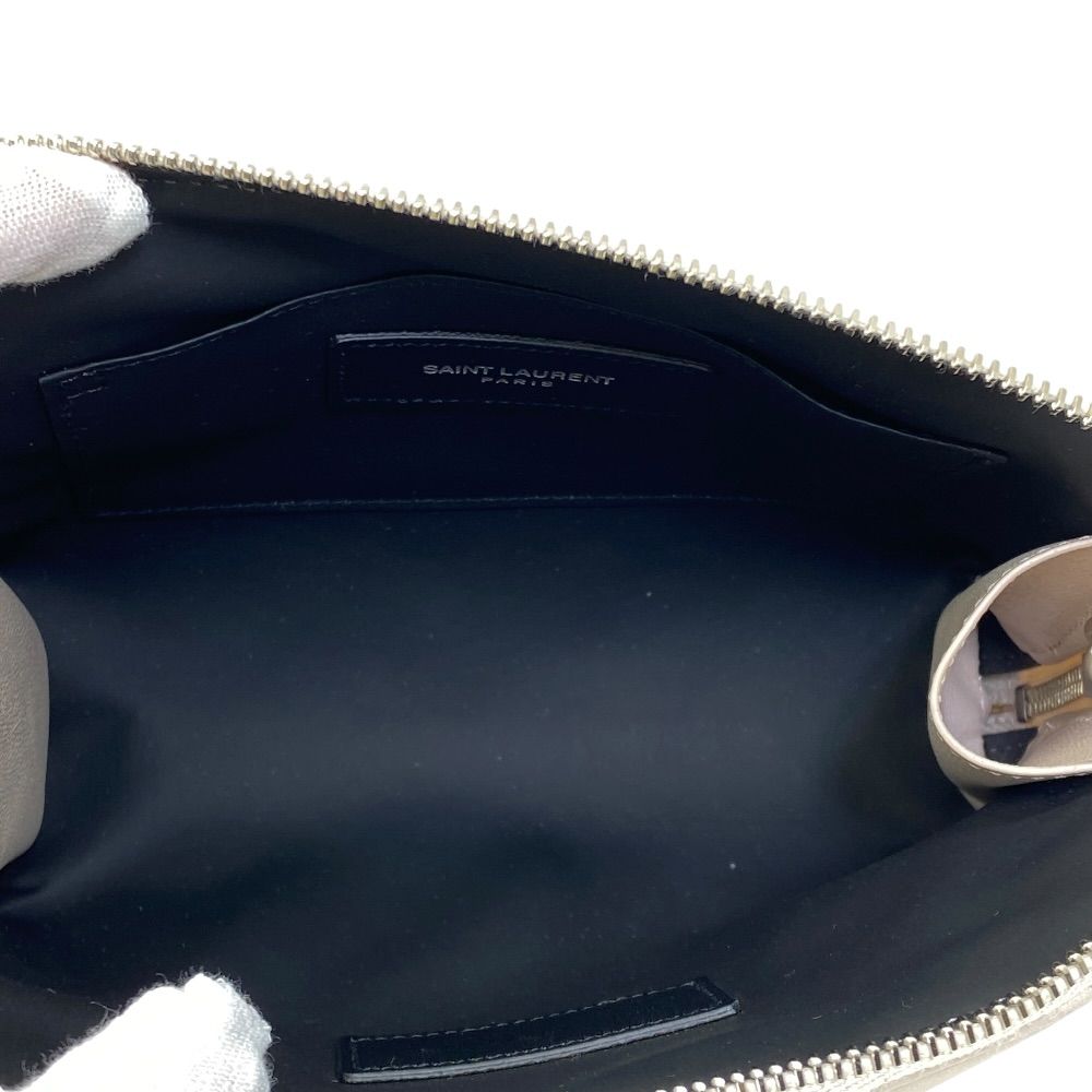 Saint Laurent Paris Pouch Makeup Cosmetic YSL Quilted Leather Beige Practical — view 6