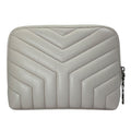 Saint Laurent Paris Pouch Makeup Cosmetic YSL Quilted Leather Beige Practical