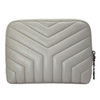 Saint Laurent Paris Pouch Makeup Cosmetic YSL Quilted Leather Beige Practical