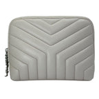Saint Laurent Paris Pouch Makeup Cosmetic YSL Quilted Leather Beige Practical — view 2