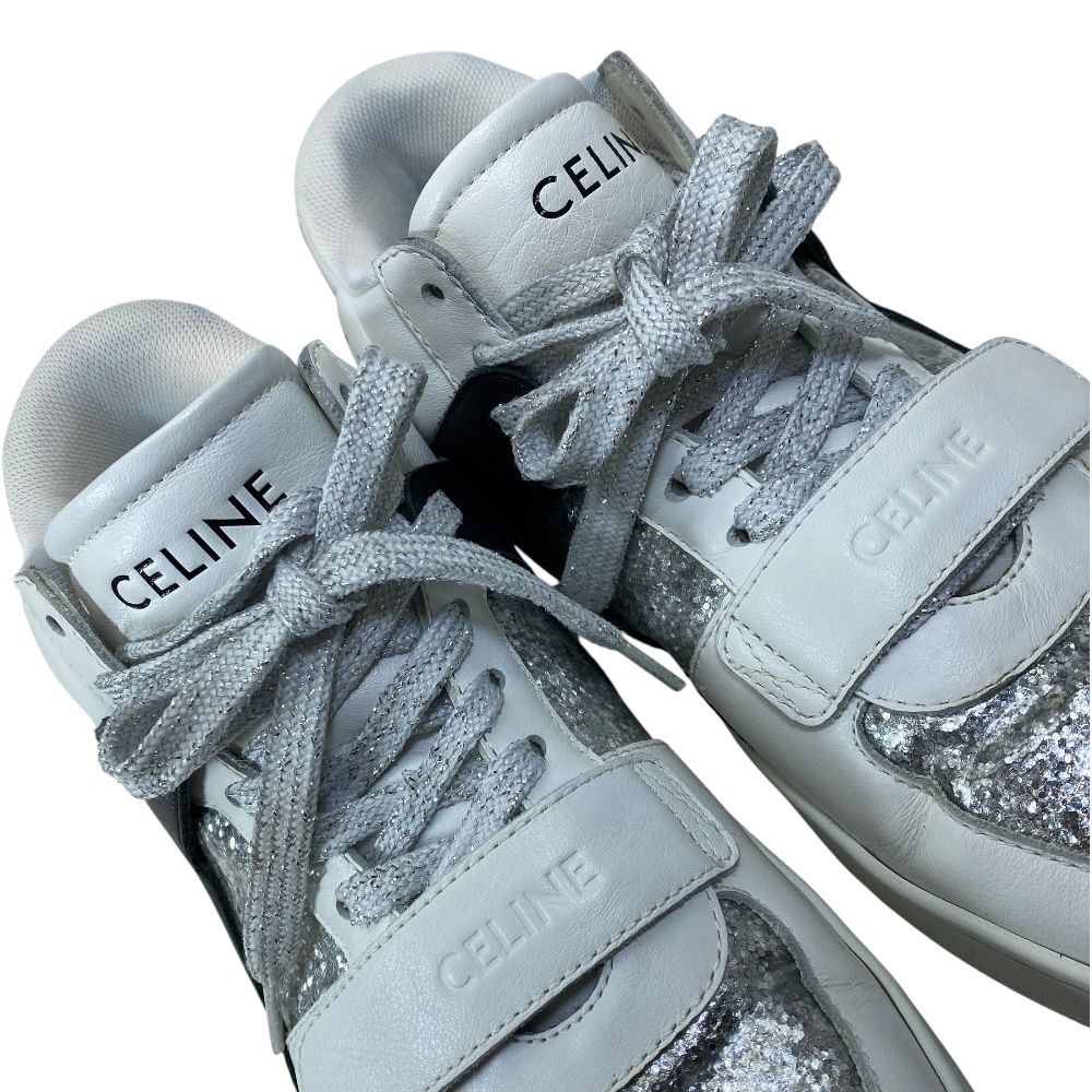 Celine Glitter High Cut Sneakers Leather White Quality Comfortable — view 7