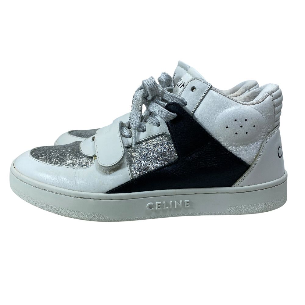 Celine Glitter High Cut Sneakers Leather White Quality Comfortable — view 3