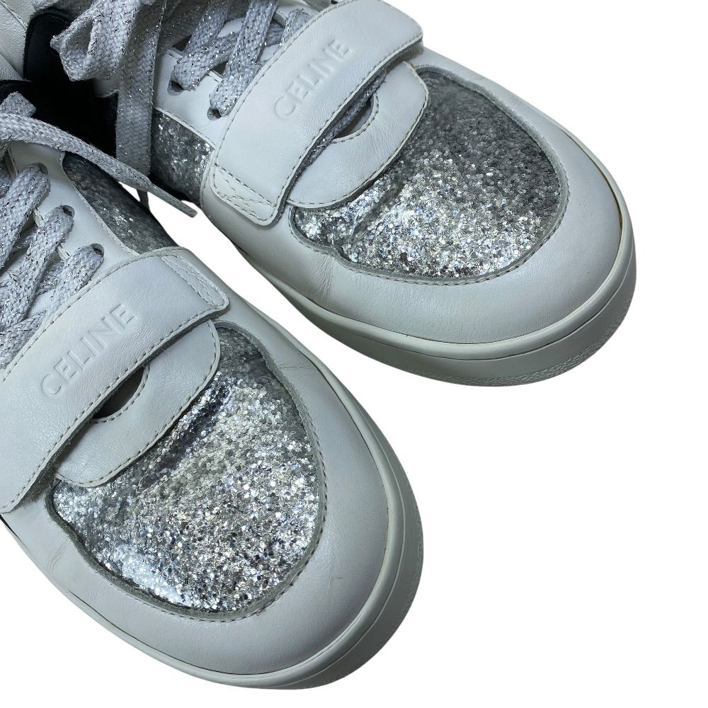 Celine Glitter High Cut Sneakers Leather White Quality Comfortable — view 6