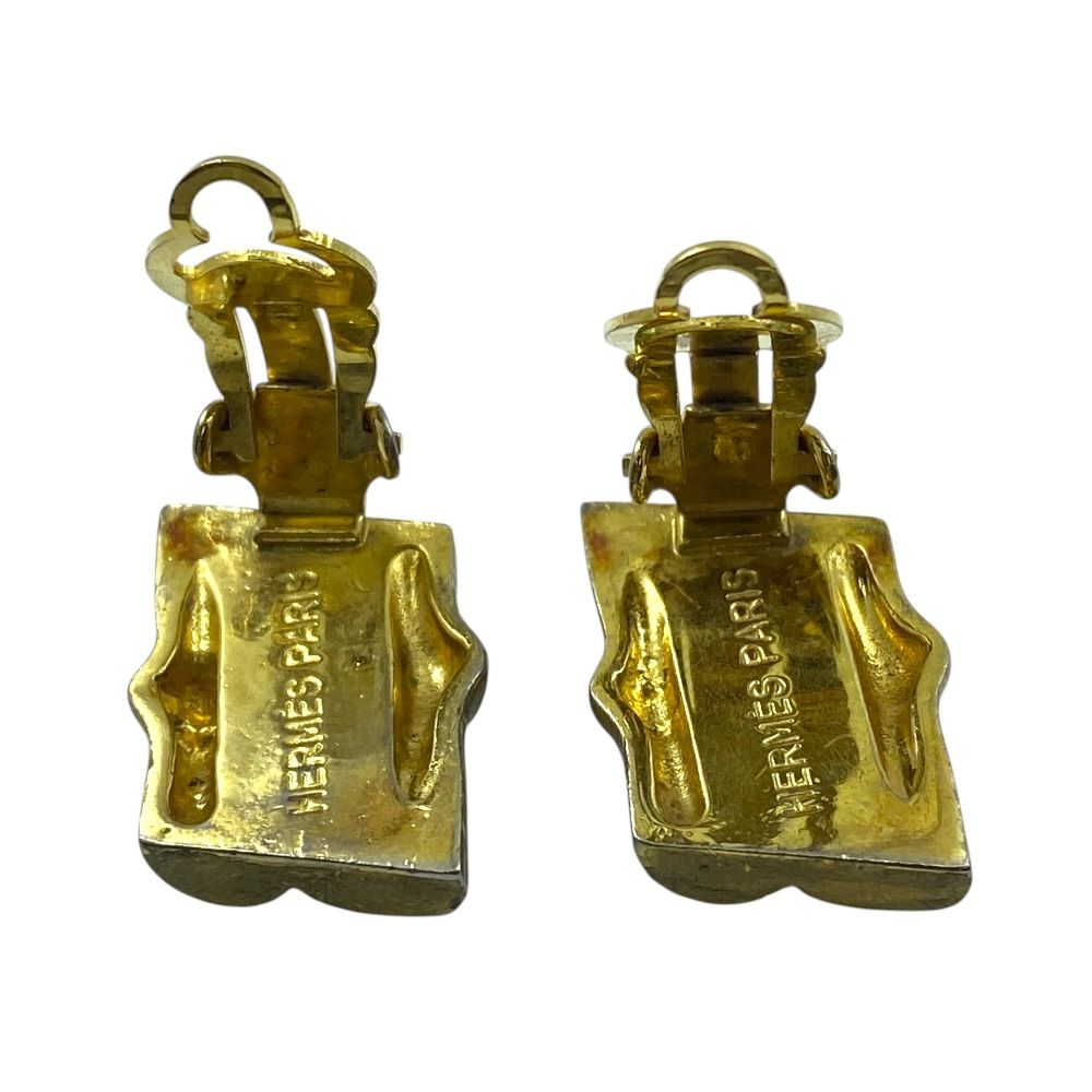 Hermes Vintage Earrings Bamboo Motif Metal Gold Gorgeous Presence — view 9