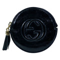 Gucci Soho Coin Case Wallet Purse Circle Patent Leather Black Everyday