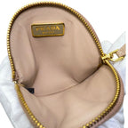 Prada Coin Case Wallet Purse Pouch Circle Saffiano Leather Beige Gold Everyday — view 6