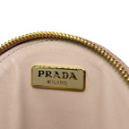 Prada Coin Case Wallet Purse Pouch Circle Saffiano Leather Beige Gold Everyday — view 8