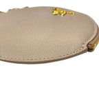 Prada Coin Case Wallet Purse Pouch Circle Saffiano Leather Beige Gold Everyday — view 4